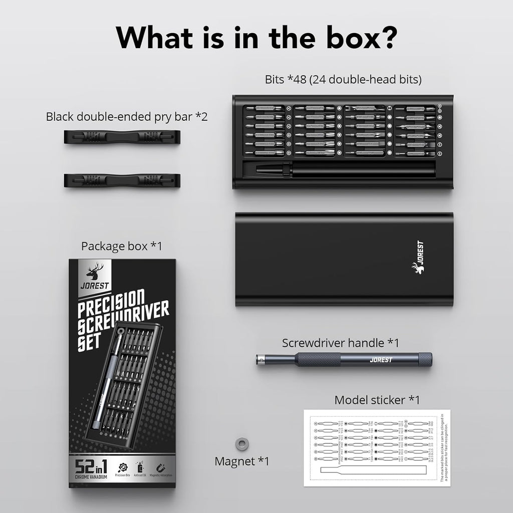 52-IN-1 Precision Screwdriver Set, Mini Repair Tool Kit with Torx for Macbook, Computer, Laptop, Iphone, PS5, Xbox, Switch, Glasses, Watch, Ring Doorbell, Electronic, Small Gift Gadget for Men