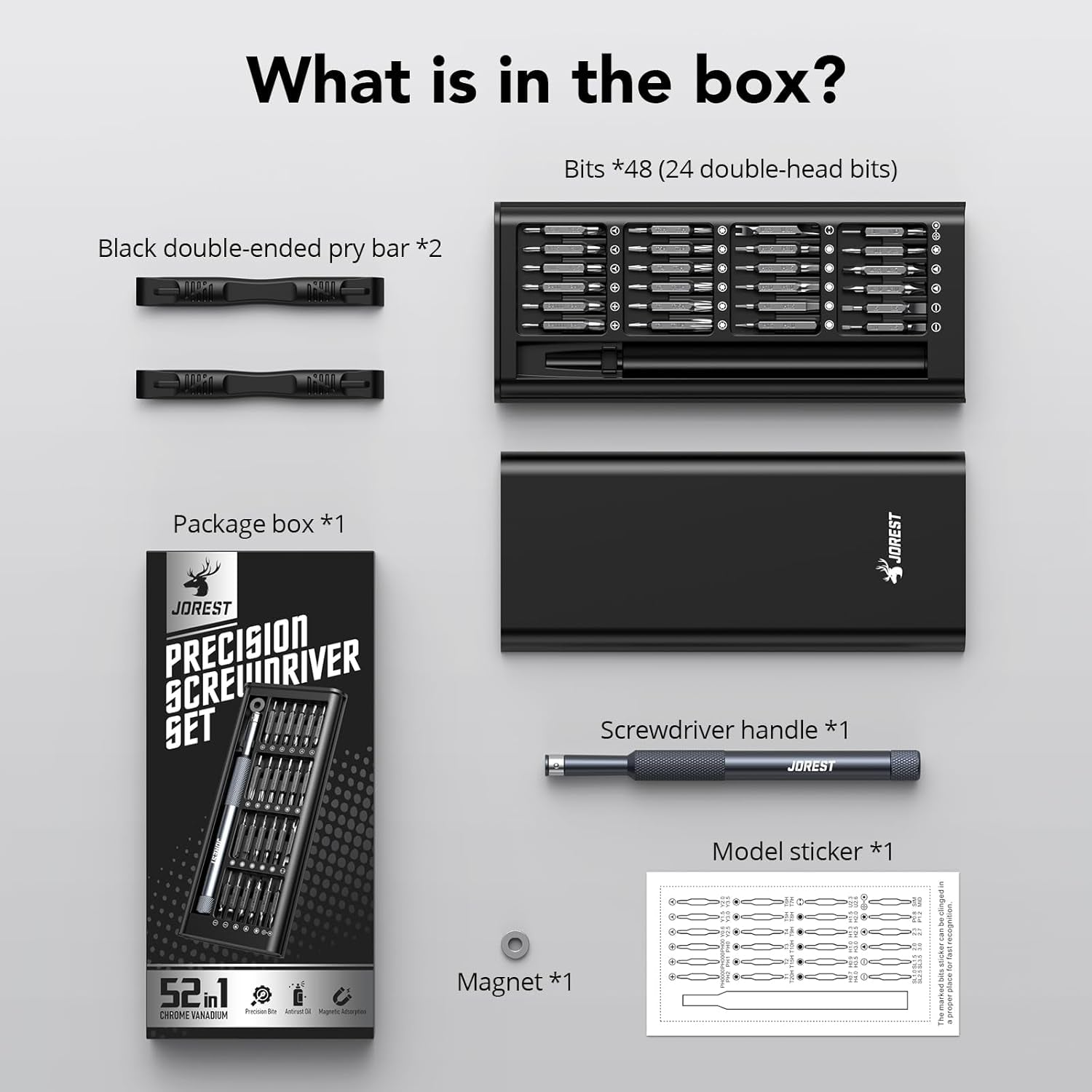 52-IN-1 Precision Screwdriver Set, Mini Repair Tool Kit with Torx for Macbook, Computer, Laptop, Iphone, PS5, Xbox, Switch, Glasses, Watch, Ring Doorbell, Electronic, Small Gift Gadget for Men