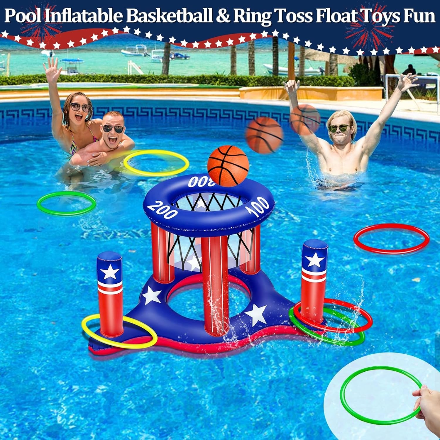American Flag Pool Toys Games Set