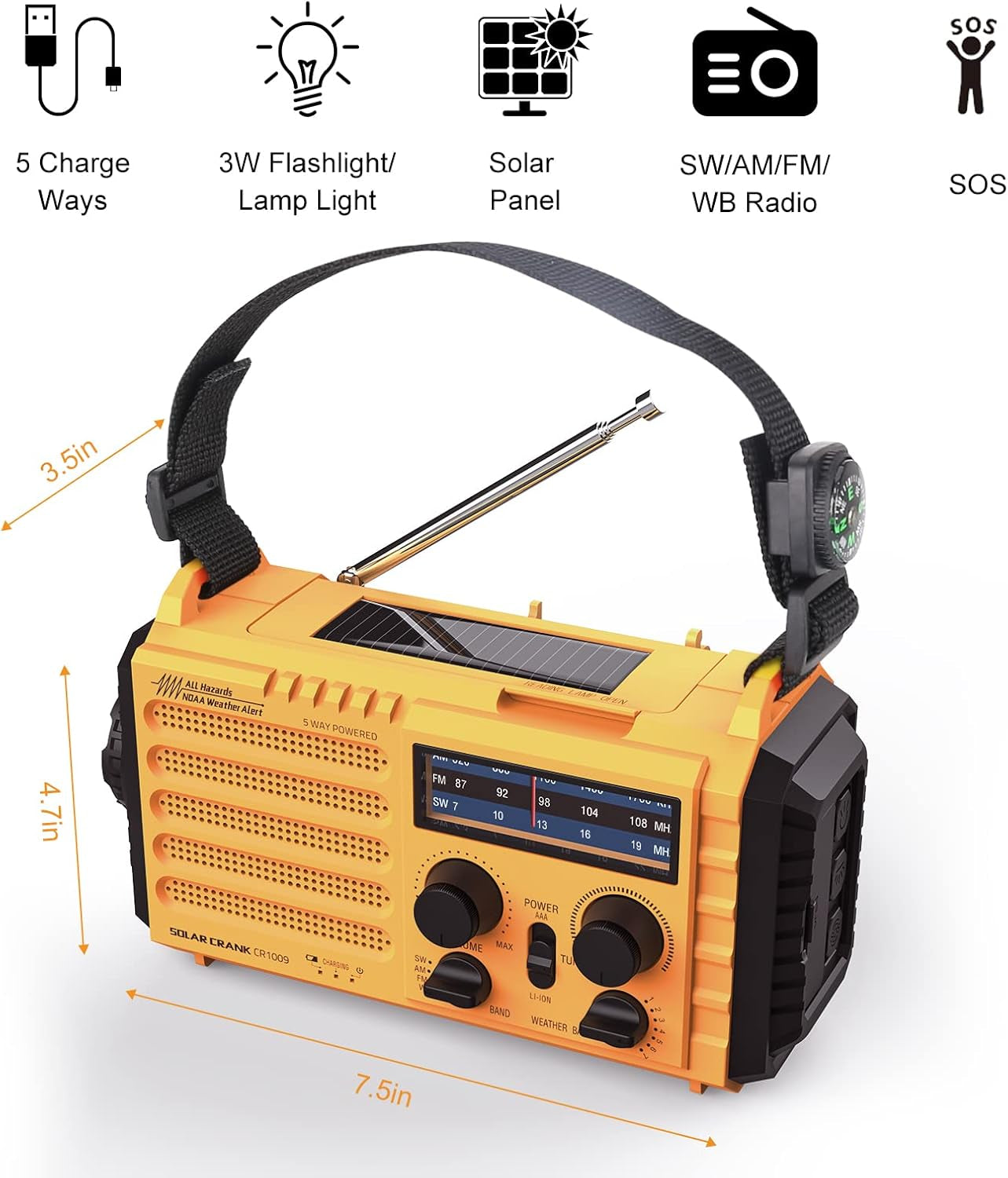 Weather Radio, 5000Mah/18500Mwh NOAA Weather Radio