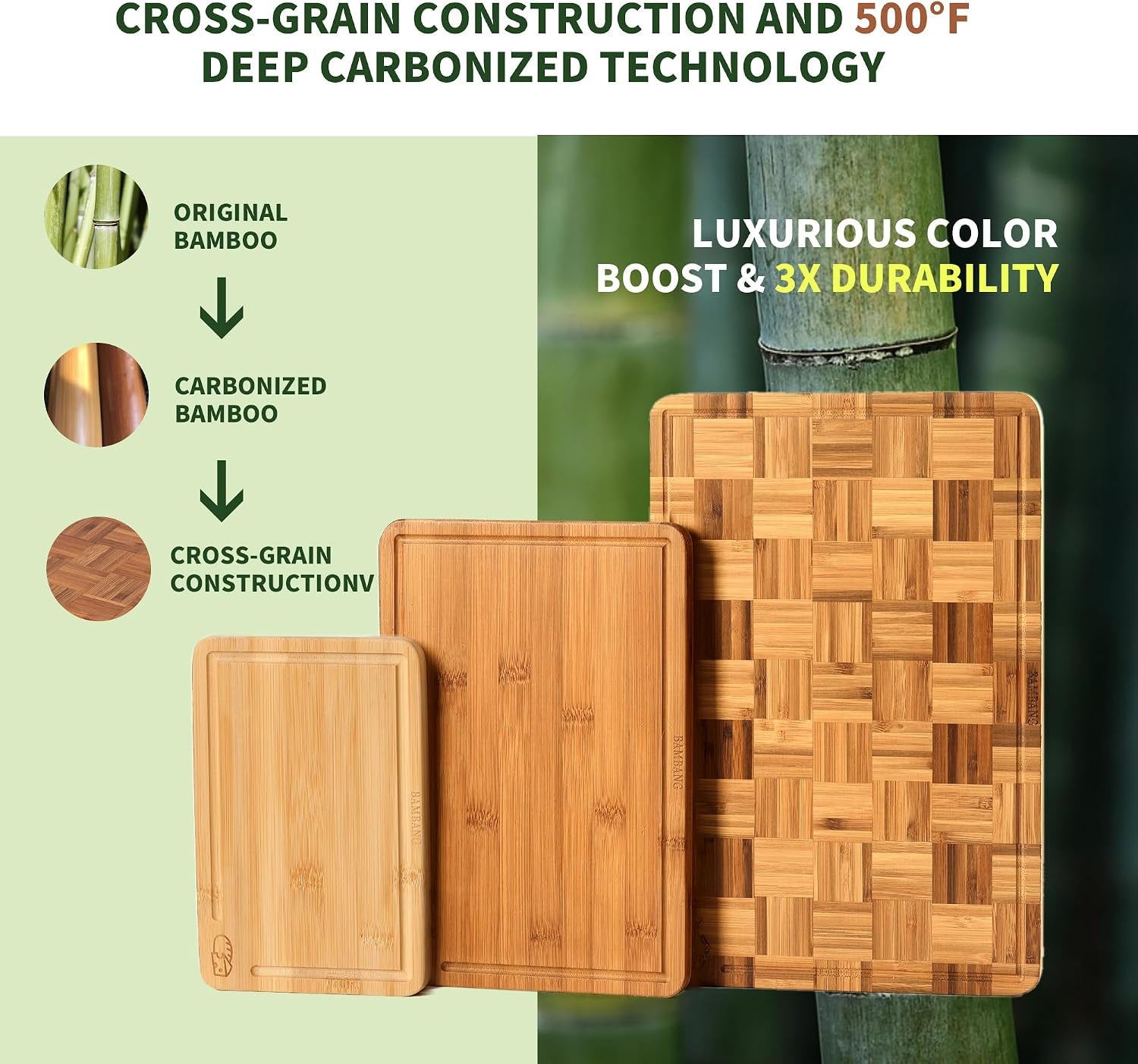 Bamboo Cutting Board for Kitchen with Juice Groove