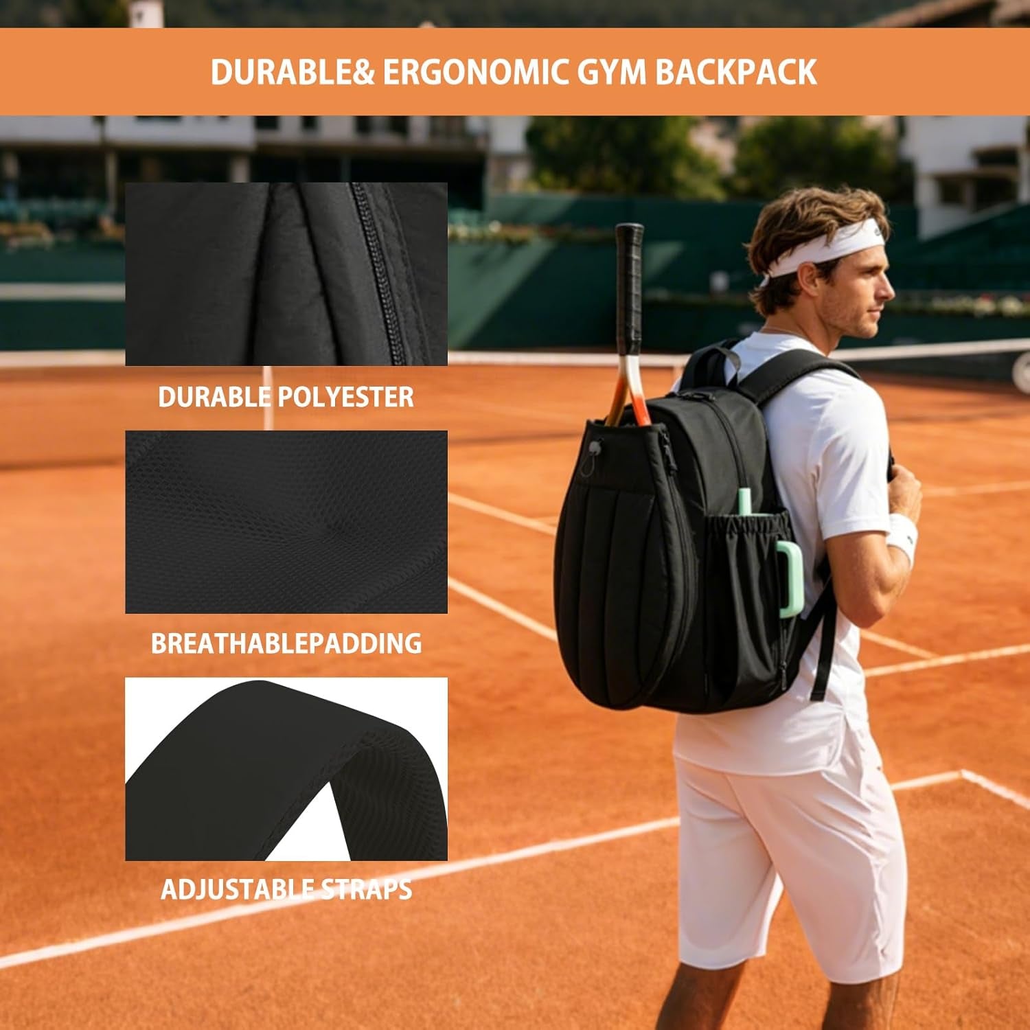 Tennis Backpack,Tennis Bag with Shoe Compartment&Waterproof 