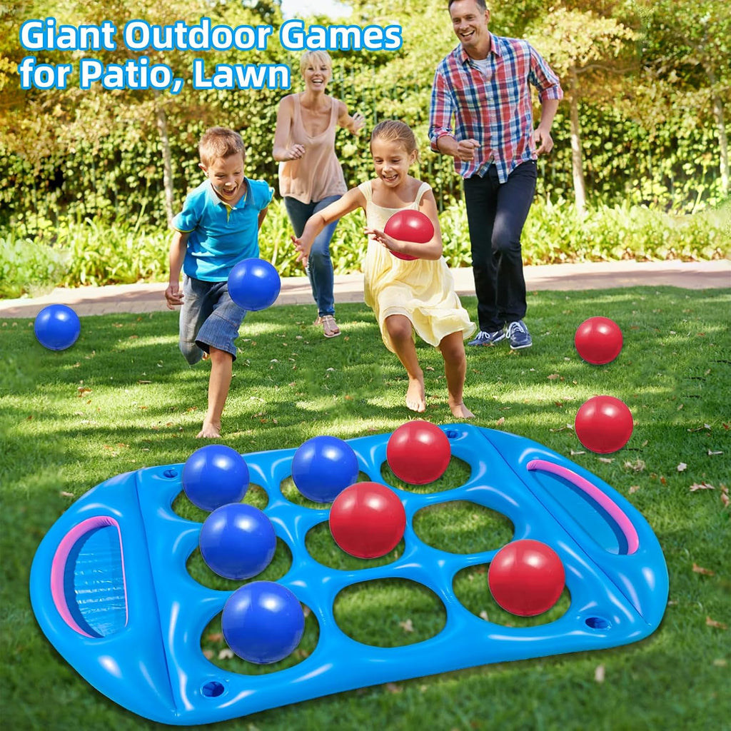 Tic Tac Toe Pool Toys Game Set: Giant Floating Board Set with 12 Balls & Cup Holders