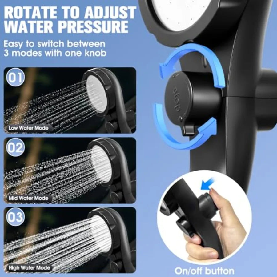Portable Shower with Heaterportable Shower for Camping with 2000W Auto-Off Heater 4 Spray Modes Lasting 140 Mins LED Display Po