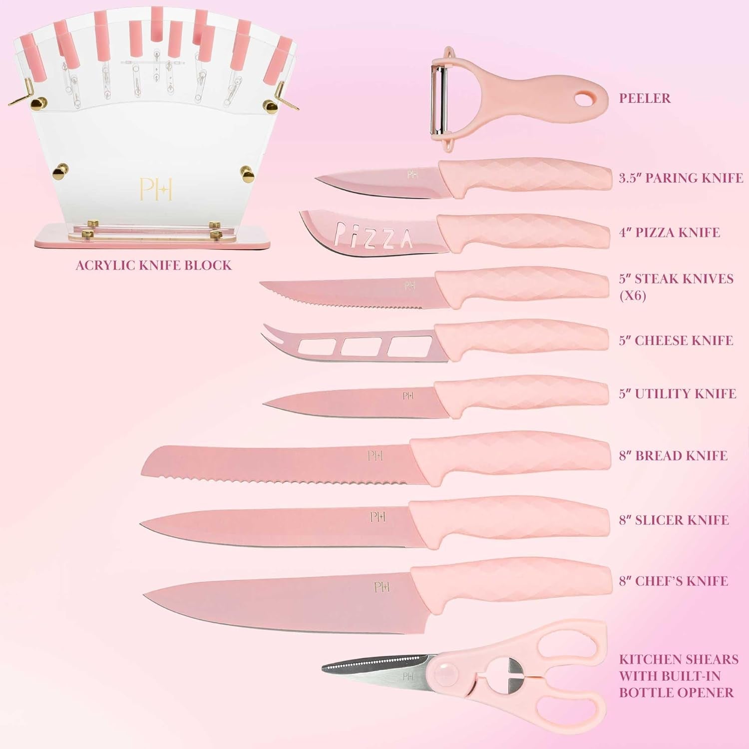 Knife Block Set with Fan Style Clear Acrylic Knife Block Premium 