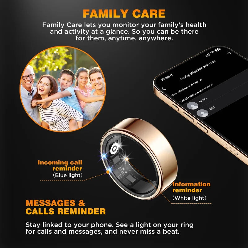 Wearable Smart Ring, Durable Stainless Steel, Lightweightwireless Bluetooth, IP68 Waterproof Dustproof, Accurate Spo2Heart Rate Sleep Monitoring, Smart Notifications, Couple Giftfor Men and Women, No Subscription Required, Ios & Androidcompatible Outd