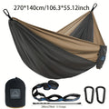 Portable Camping Hammock 2 Person Parachute Nylon Swing Bed with Tree Straps Carabiners Lightweight Anti-Rollover Hammock for Ou