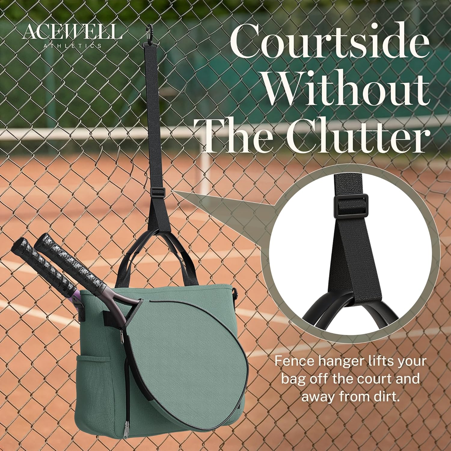 Tennis Bags for Women Men - Sleek Tennis Racket Bag for Sports Accessories with 2 Detachable Racket Cases 