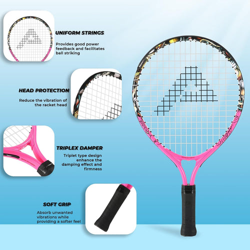 17" Graffiti Pink Kids Tennis Racket with 17" Green Kids Tennis Racket