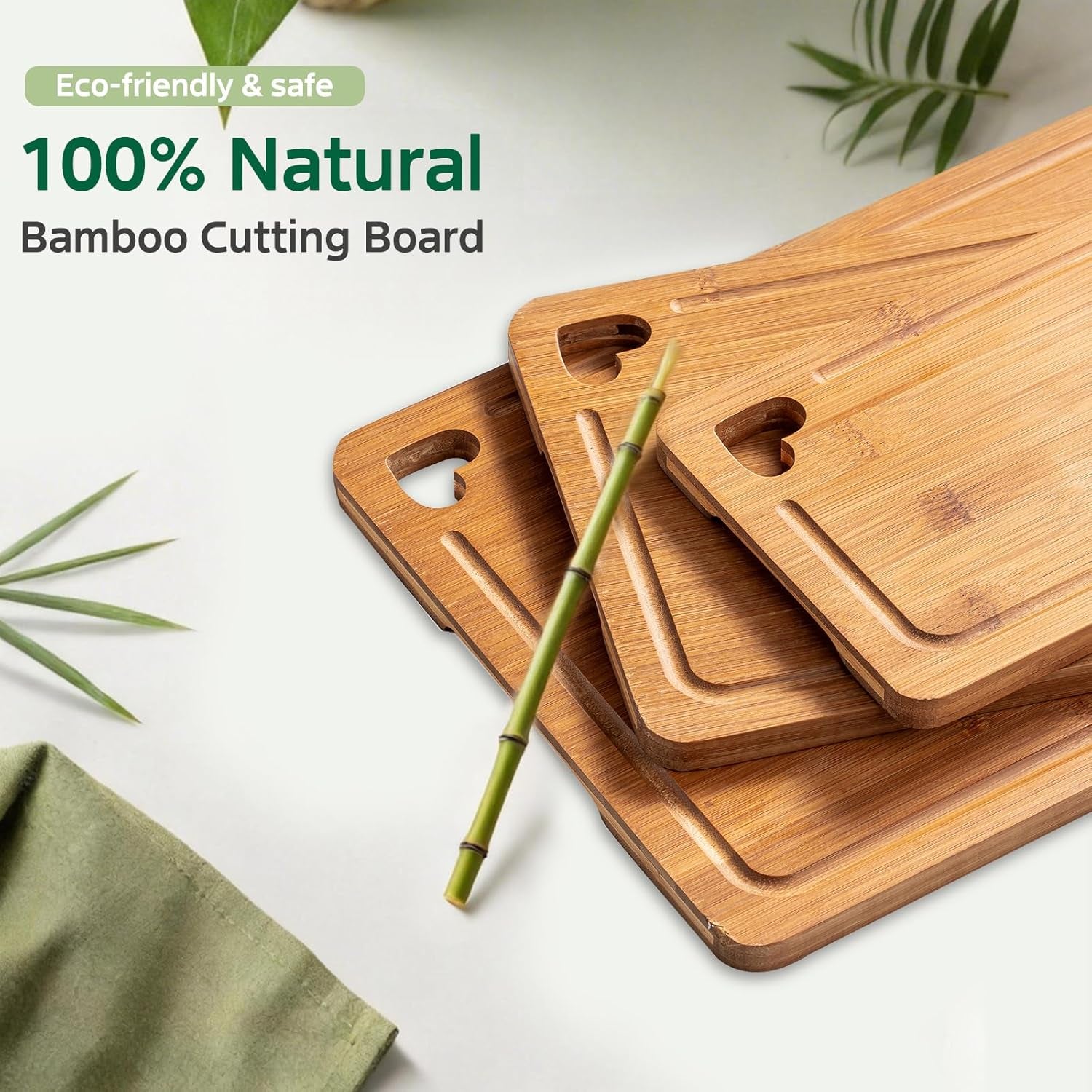 Premium Bamboo Wood Cutting Board with Wood Storage Stand
