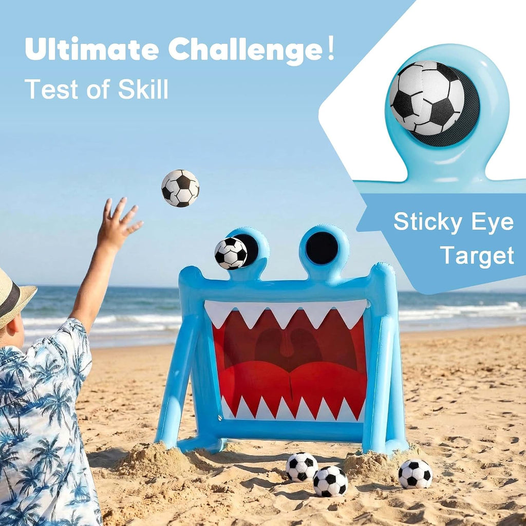 Kids Soccer Pool Toy, Inflatable Soccer Goal W/Balls