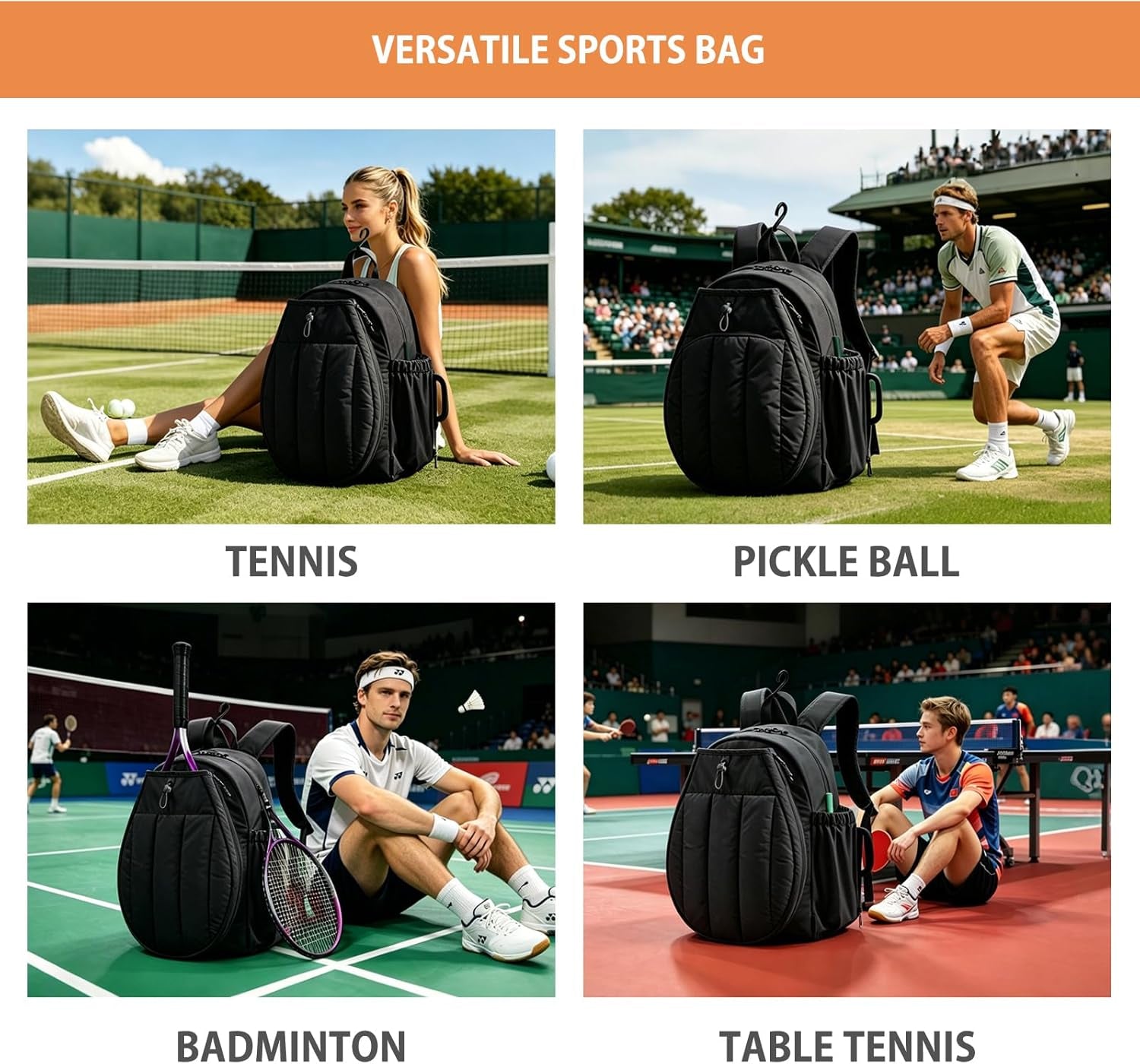 Tennis Backpack,Tennis Bag with Shoe Compartment&Waterproof 