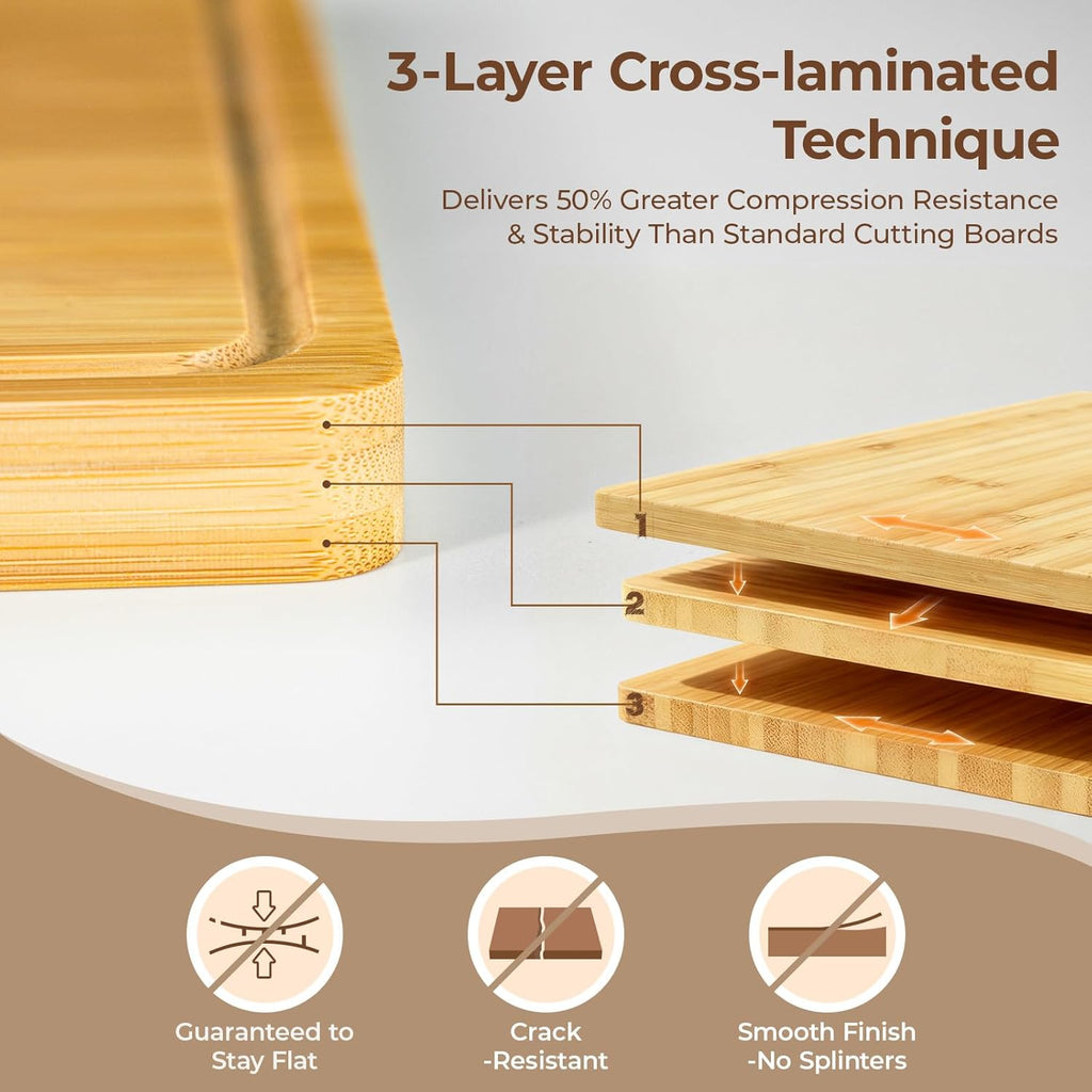 Premium Bamboo Charcuterie Chopping Board with Holder Non Slip