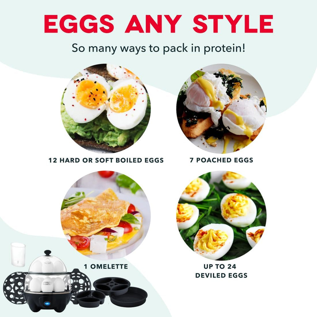 Deluxe Egg Cooker - Boiler, Poacher & Steamer - Includes Measuring & Recipe Guide