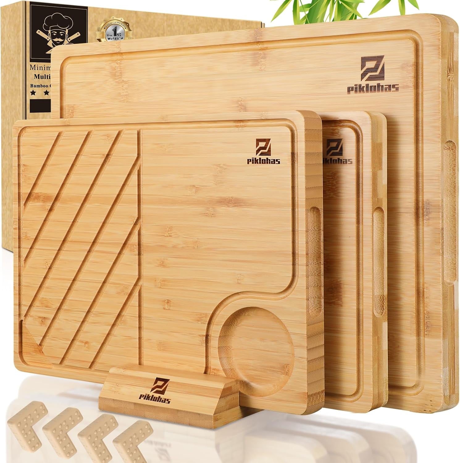 Premium Bamboo Charcuterie Chopping Board with Holder Non Slip