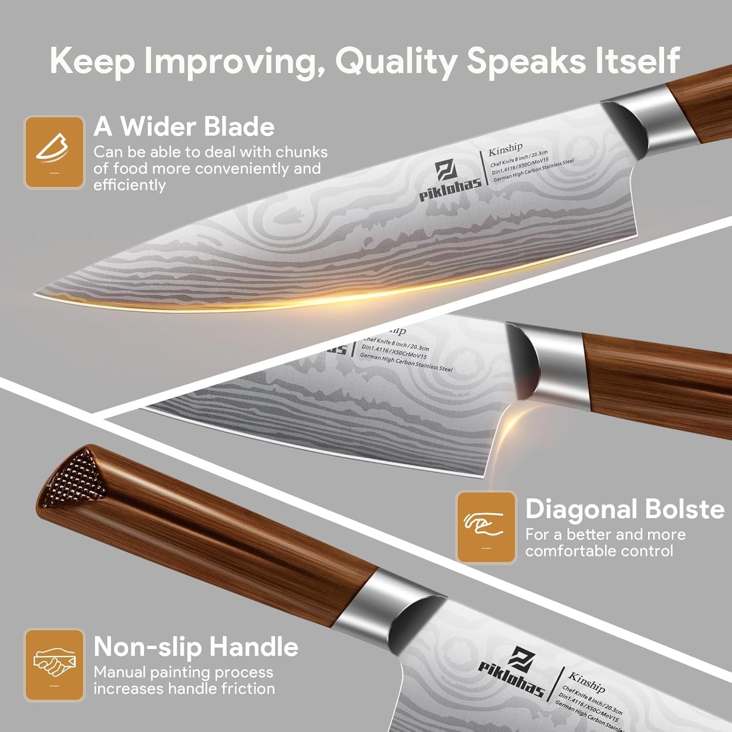 Premium Kitchen Knife  15 Pieces Knife Sets with Magnetic Detachable Knife Holder