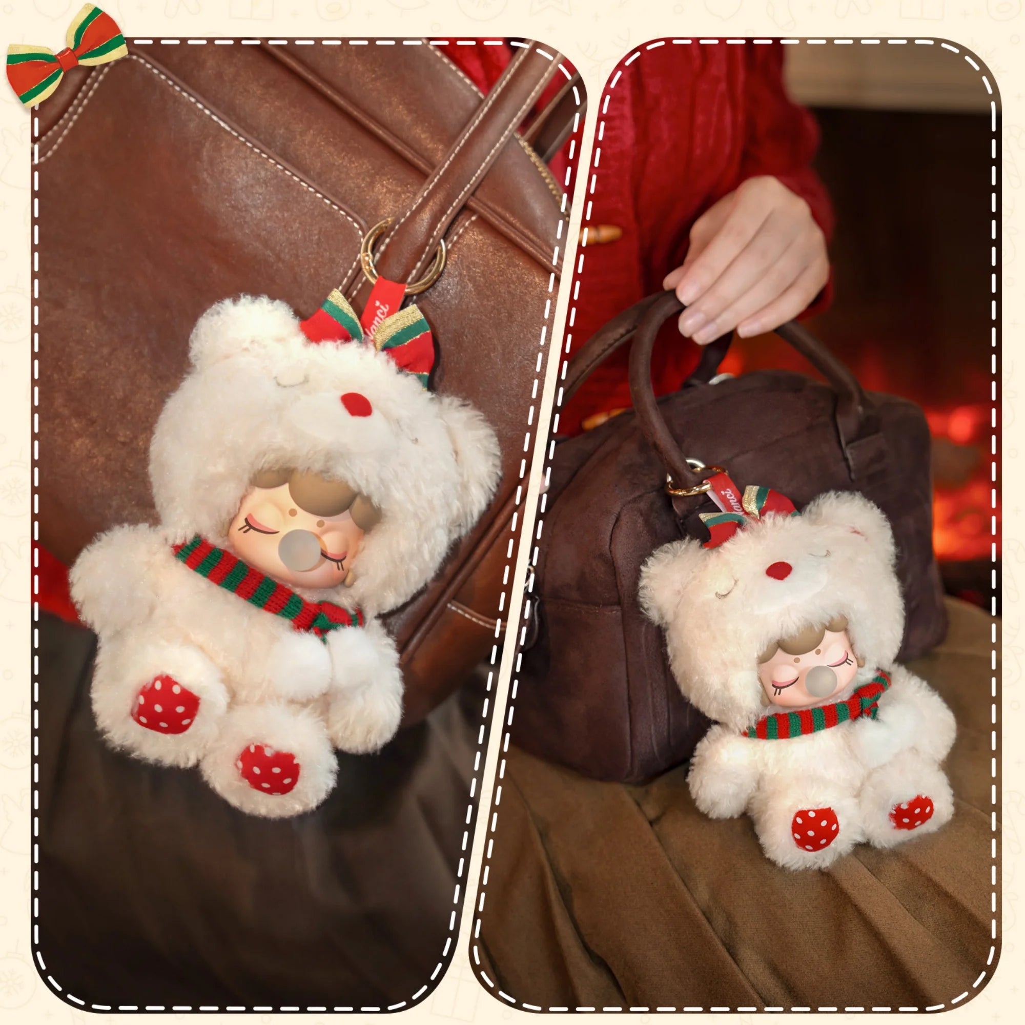 Nanci Christmas Bear Plush Pendant Collectible Plush Doll Toys Gift for Kids Friends Adults
