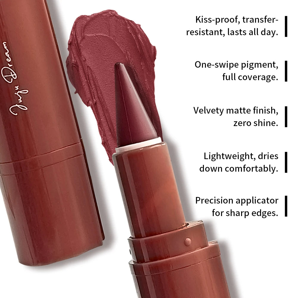Lipstick Pen Twist up Lip Liner Multipurpose Powder Blusher Velvet Matte Waterproof Lip Contour Non Stick Cup Lip Rouge Makeup