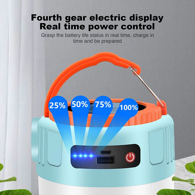 1/2X Powerful Solar LED Camping Lamp Waterproof Portable Lanterns Emergency Lights for BBQ Hiking USB Rechargeable Tent Lanterns