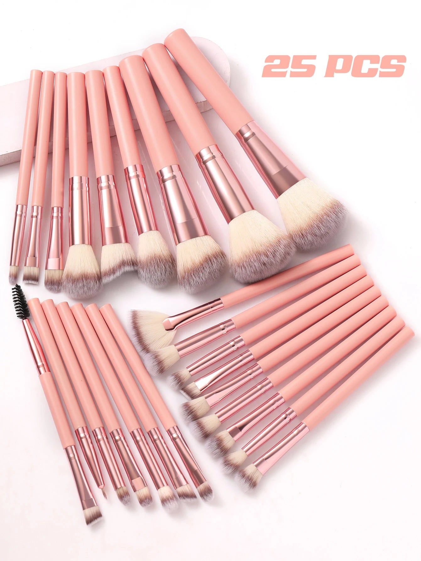 50PCS Makeup Tools:1Pc Cosmetic Bag+25Pcs Makeup Brush Set+9Pcs Makeup Sponges+9Pcs Powder Puffs+6Pcs Makeup Tools