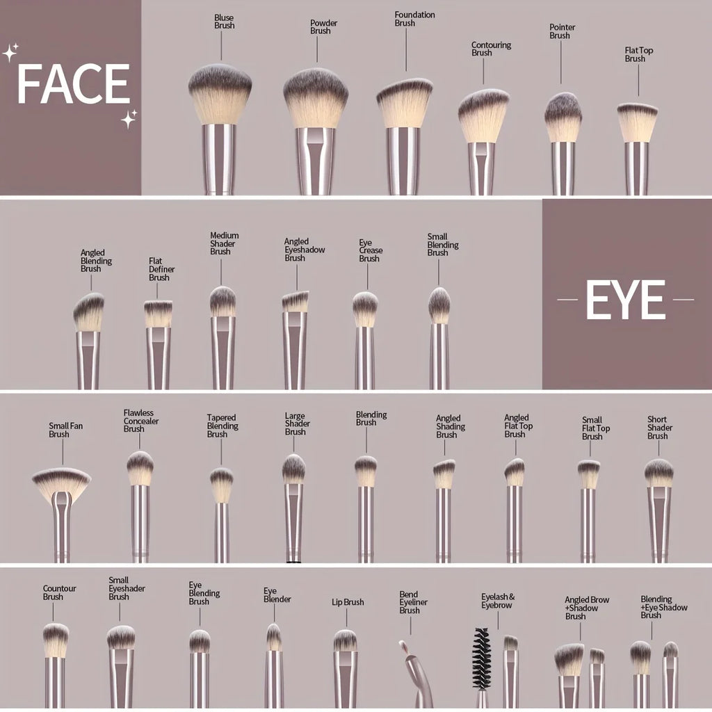 30Pcs Professional Makeup Brush Set Foundation Concealers Eye Shadows Powder Blush Blending Brushes Beauty Tools with Bag
