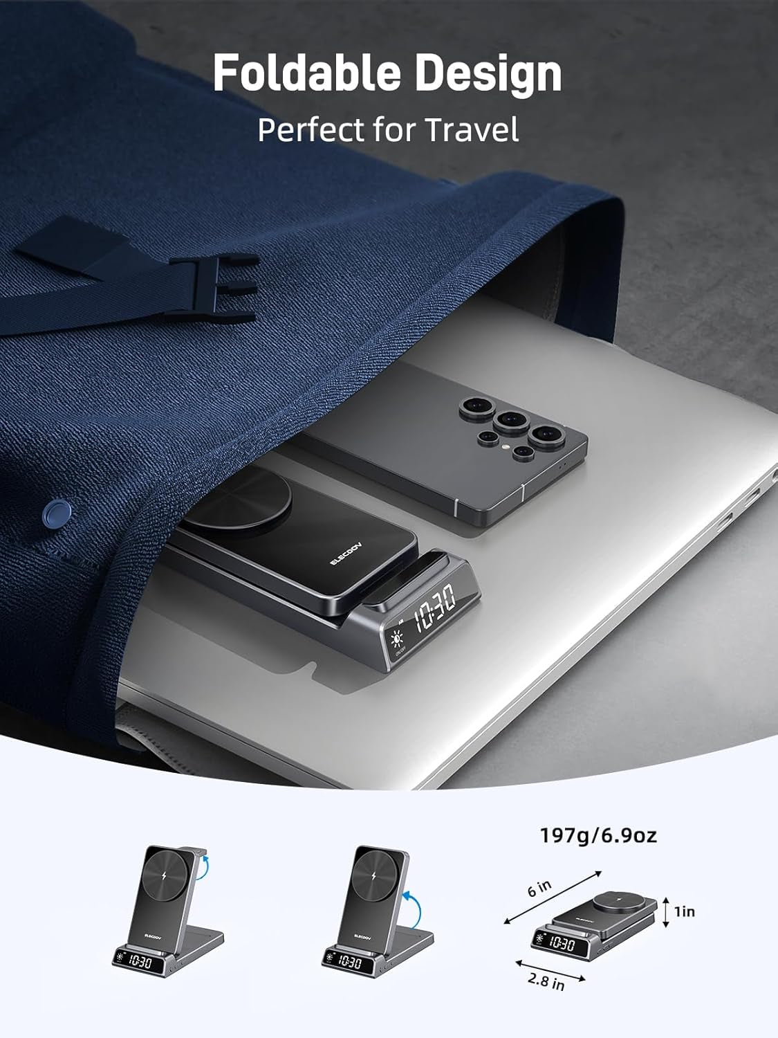 Magnetic Wireless Charger for Samsung, 3 in 1 Charging Station for Samsung Galaxy 