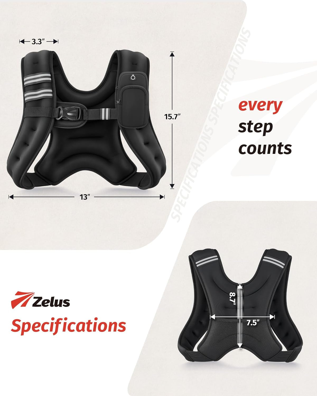 Weight Vest with Reflective Stripe for Workout
