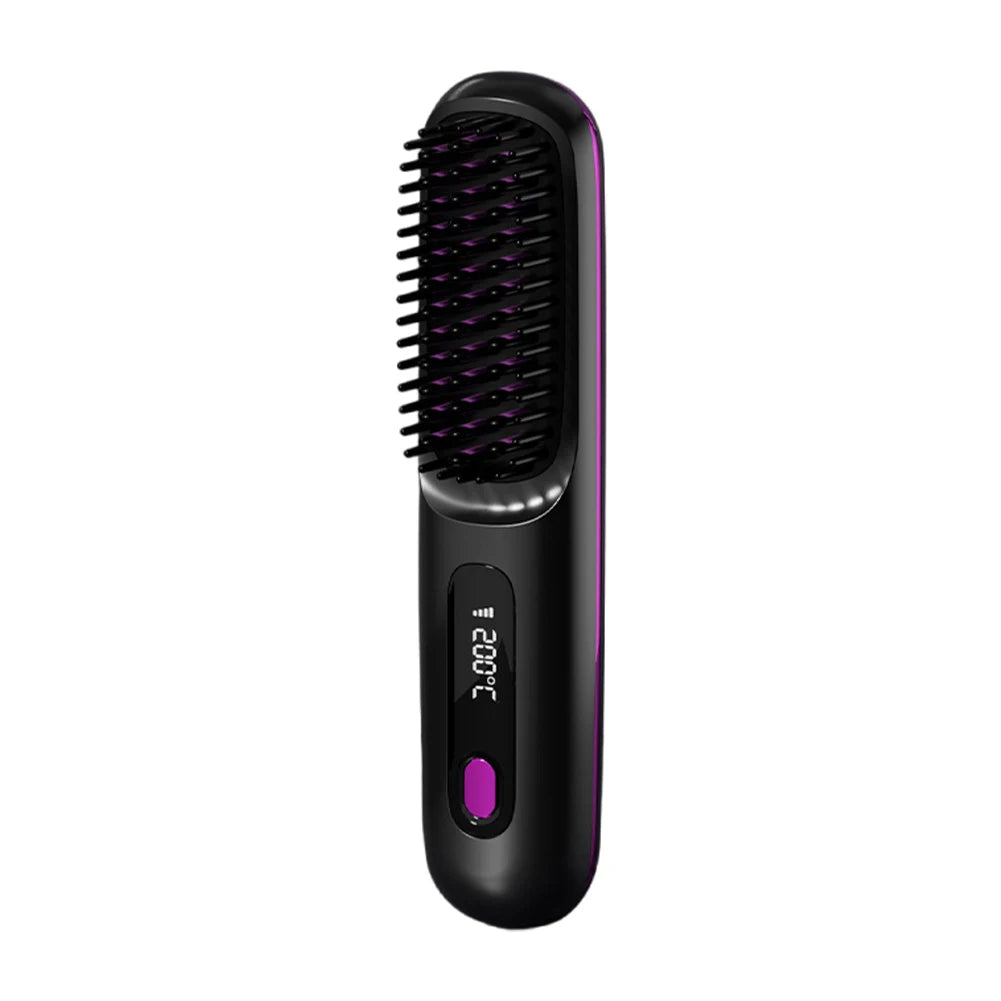Cordless Hair Straightener Portable Straightener Brush 3 Adjustable Temp Hair Straightening Brush Anti-Scald for Hair Styling