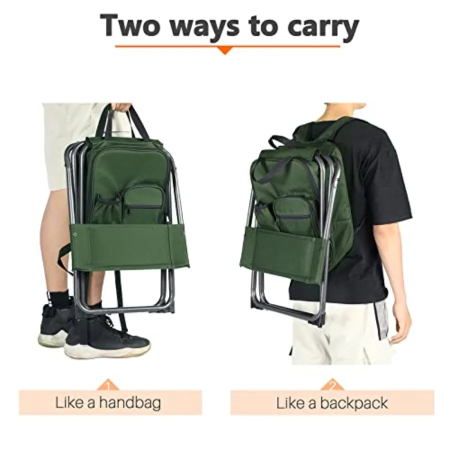 Backpack Cooler Chair Fishing Chairs with Backrest Folding Camping Stool Compact for Outdoors Hiking Hunting Travel Supports 22