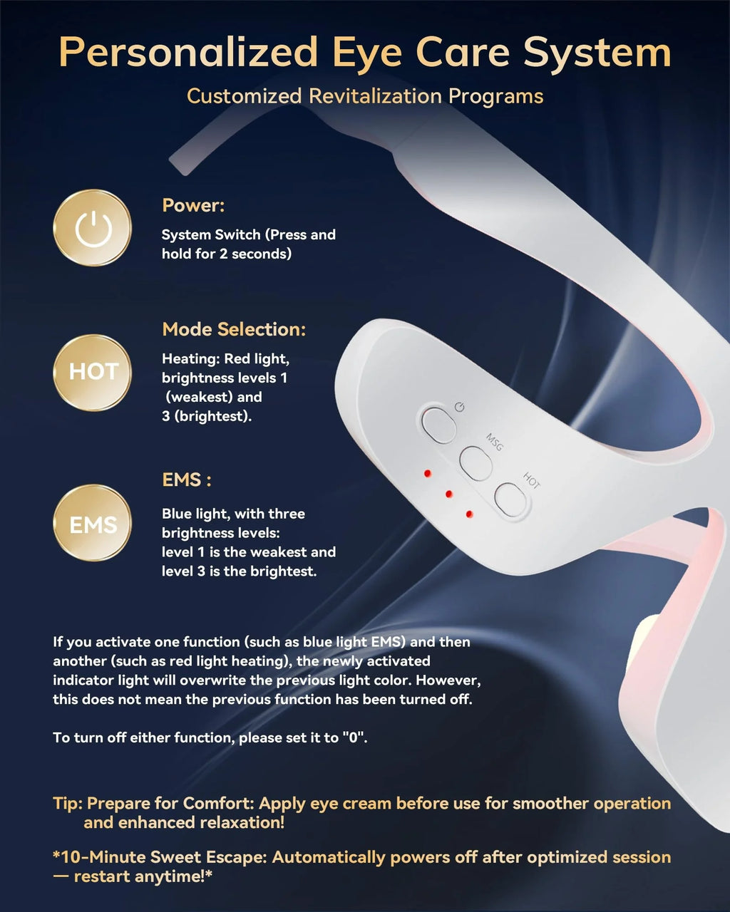 3D Eye Massager 630Nm Red Light Therapy Device for the Treatment of Eye Bags&Dark Circles&Puffiness Periorbital for Treating