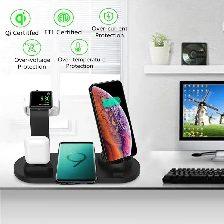 120W 7 in 1 Wireless Chargers Stand Pad for Iphone 16 15 14 13 Pro Max Apple Watch Airpods Pro Iwatch 8 7 Fast Charging Station