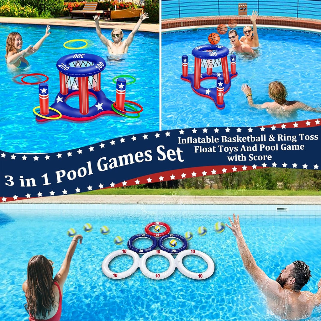 American Flag Pool Toys Games Set