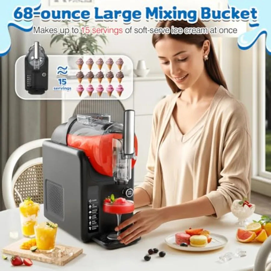 68 Oz 2-In-1 Soft Serve Ice Cream Slushie Machine for Home with 6 Pre-Set Modes No Ice Needed Frozen Drink Maker for Margarita