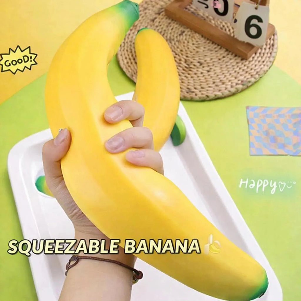 Huge Banana Squishy Stress-Relief Gift Cute Squishy Squeeze Desk Decor for Anxiety Relief Fluffy Slow Rebound Squishies Pocket Stress Helper