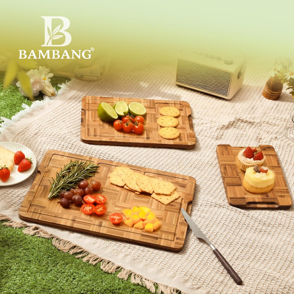 Bamboo Cutting Board for Kitchen with Juice Groove