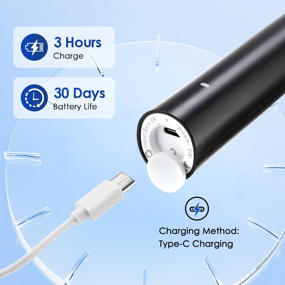 Smart Rotary Electric Toothbrush 5 Mode Oral Teeth Whitening Cleaning Timer Electric Teethbrush with 4 Teethbrush Heads