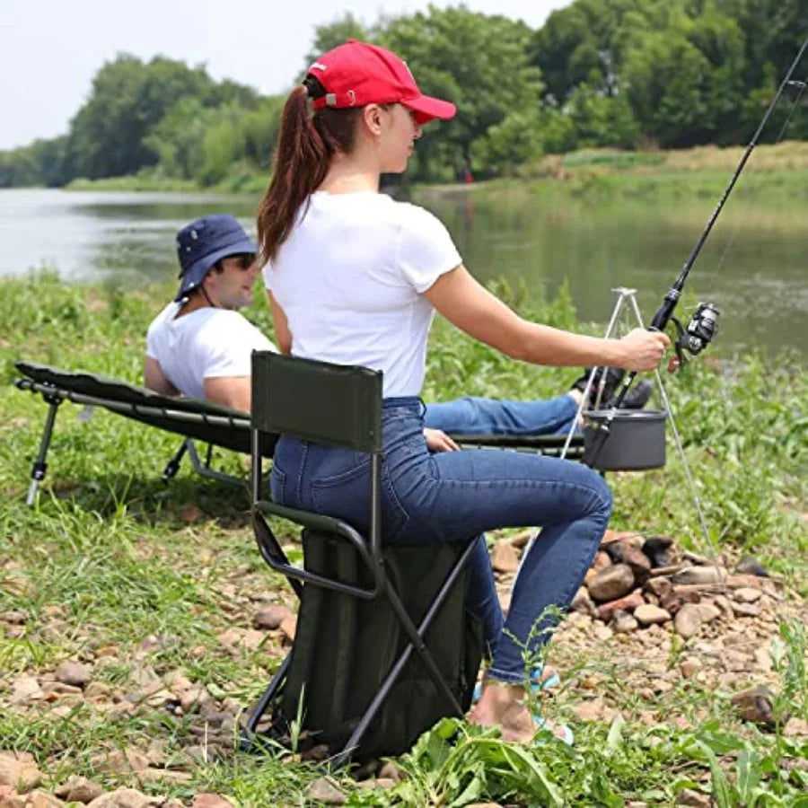 Backpack Cooler Chair Fishing Chairs with Backrest Folding Camping Stool Compact for Outdoors Hiking Hunting Travel Supports 22
