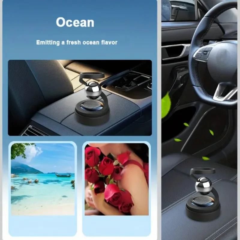 Rotating Solar Car Aromatherapy Diffuser - Essential Oil Compatible, Long-Lasting Scent, Stylish Dashboard Decor, Eco-Friendly C