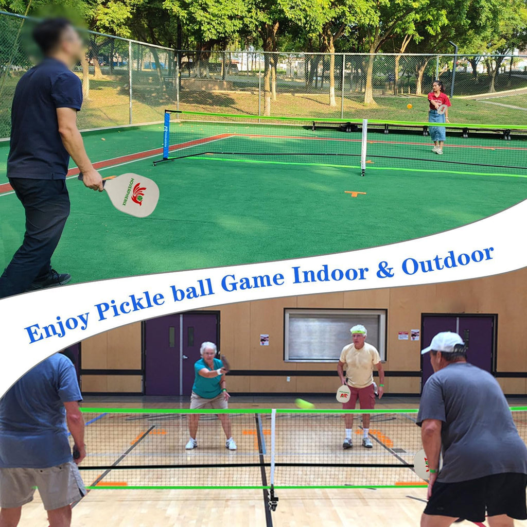 Portable Pickleball Net Set, 22FT Pickle Ball Net with Paddle Set of 4 