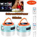 1/2X Powerful Solar LED Camping Lamp Waterproof Portable Lanterns Emergency Lights for BBQ Hiking USB Rechargeable Tent Lanterns