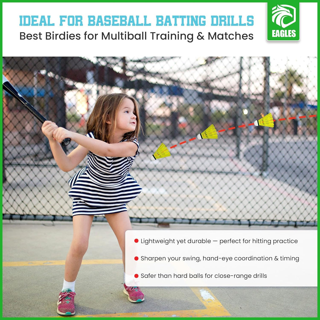 Badminton Birdies - Nylon Bedminton Shuttlecocks for Softball/Baseball Batting Training 