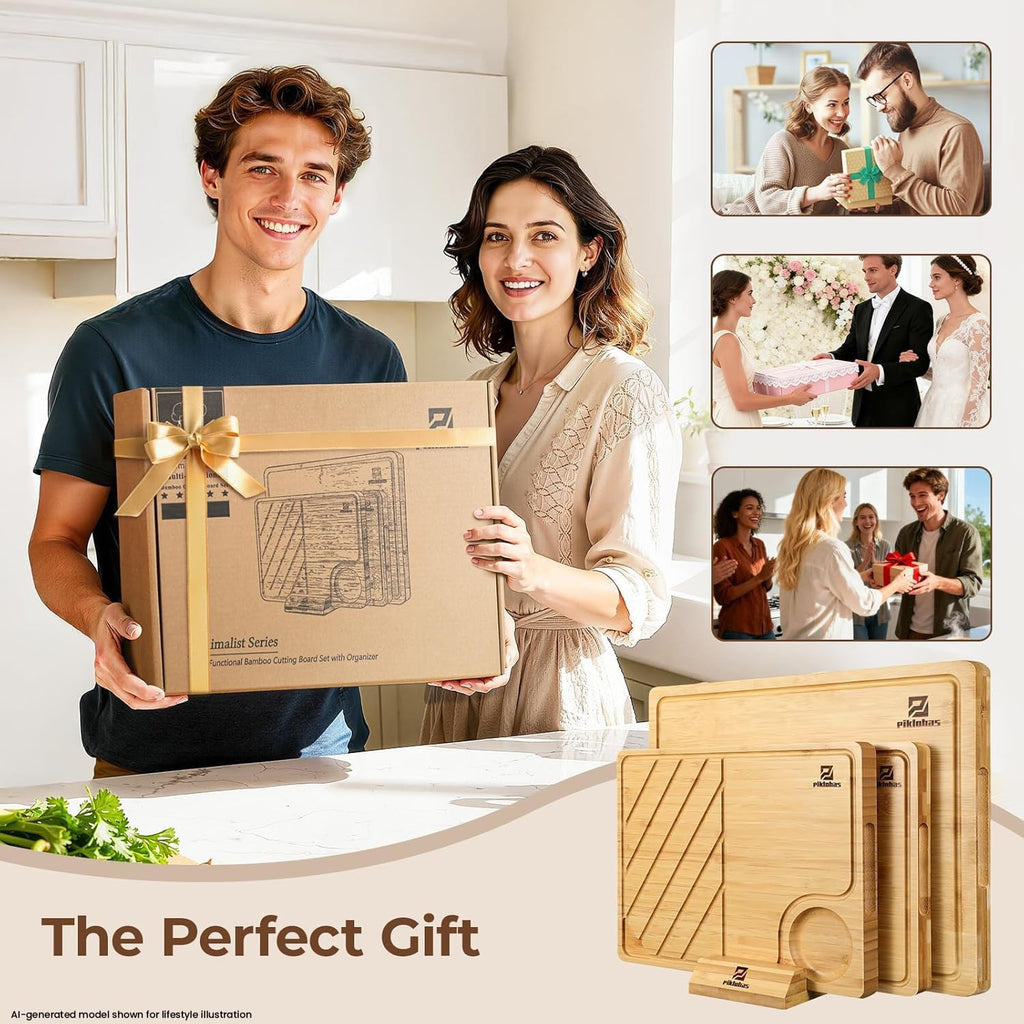 Premium Bamboo Charcuterie Chopping Board with Holder Non Slip
