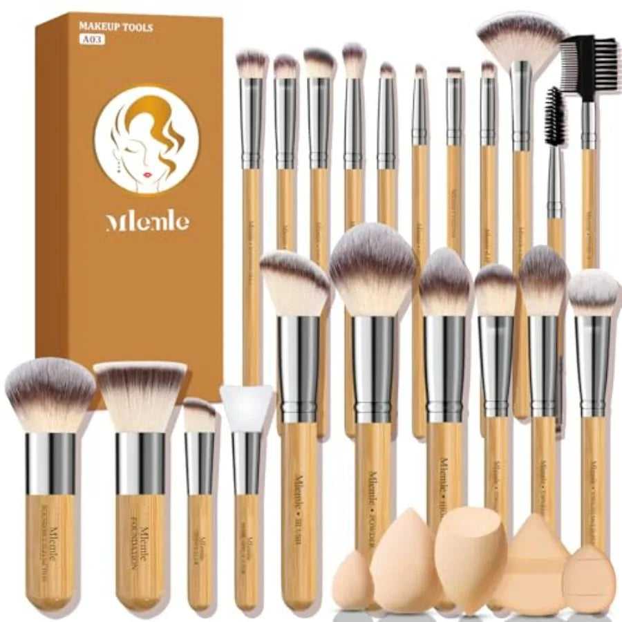 Makeup Brushes Set, Professional 26 Pcs Makeup Kit, Include Concealers Powder Foundation Eye Blush Shadows 21 Pcs Bamboo Makeup