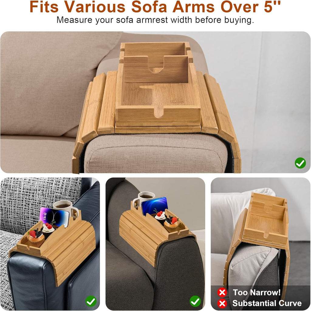 3-In-1 Magnetic Detachable Couch Arm Tray