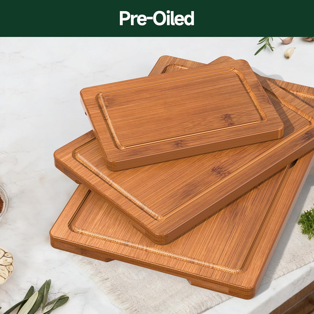3-Piece Set Deep-Carbonized Bamboo Cutting Board 