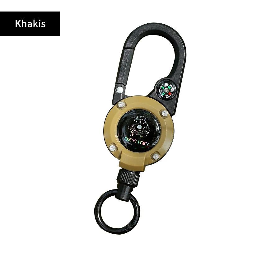 Rope Retractable Pull Reel Steel Wire Carabiner Key Chains Buckle Holder Outdoor Sporty Keychain Multiple Tool Anti-Theft