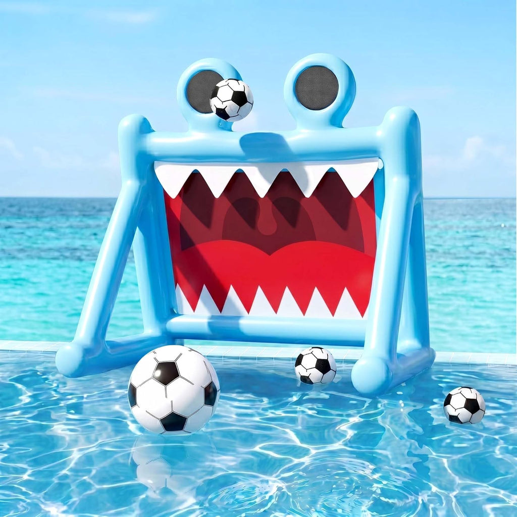 Kids Soccer Pool Toy, Inflatable Soccer Goal W/Balls