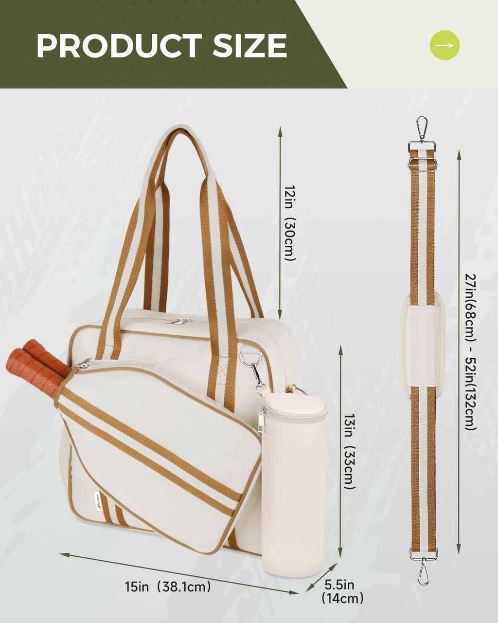 Pickleball Tote Bag for Women Men with Paddle Cover Pocket External Ball Bag 