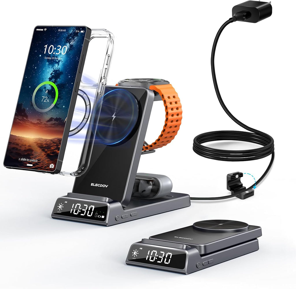 Magnetic Wireless Charger for Samsung, 3 in 1 Charging Station for Samsung Galaxy 