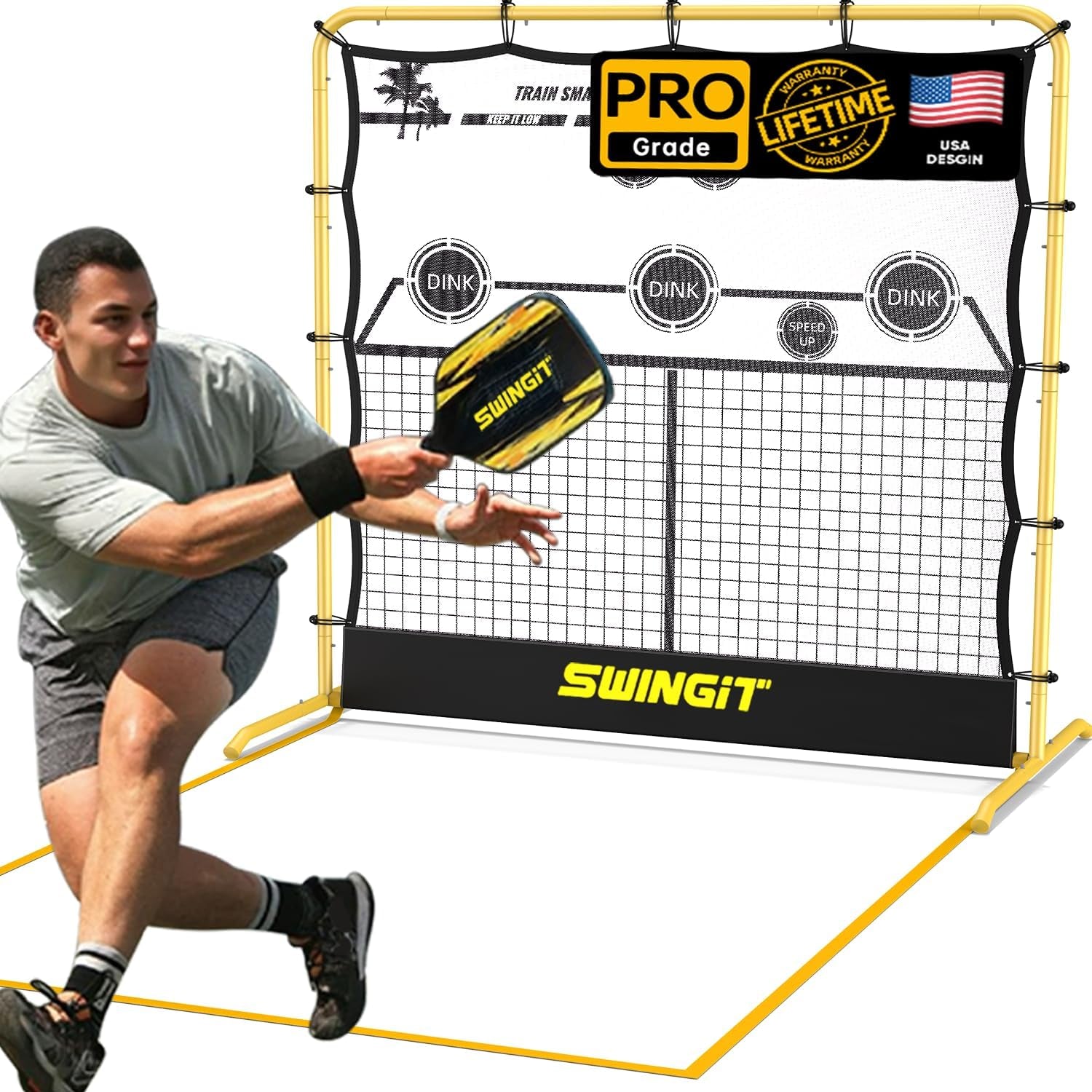Portable Pickleball Rebounder Net with Kitchen Lines System
